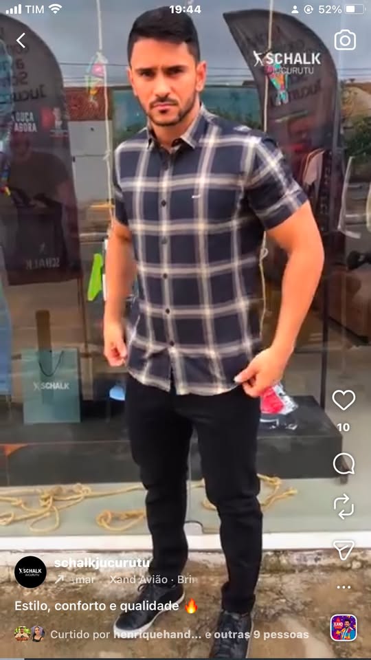 Camisa Xadrez manga curta de botão Masculina