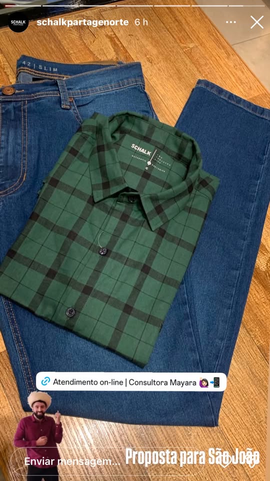 Camisa Xadrez Manga Longa de Botão Schalk Masculina