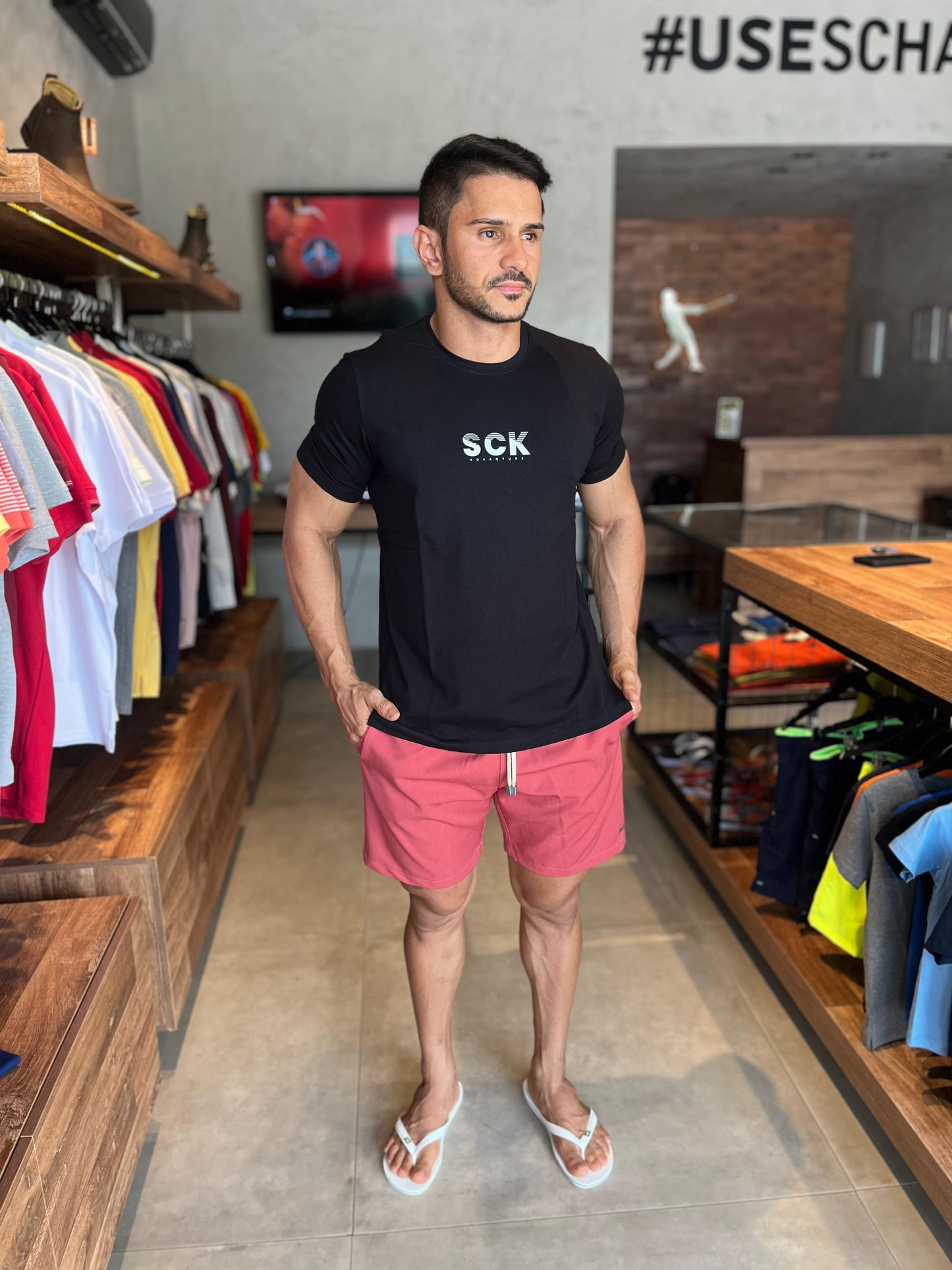 T-Shirt SCK Masculina — Preta com Estampa