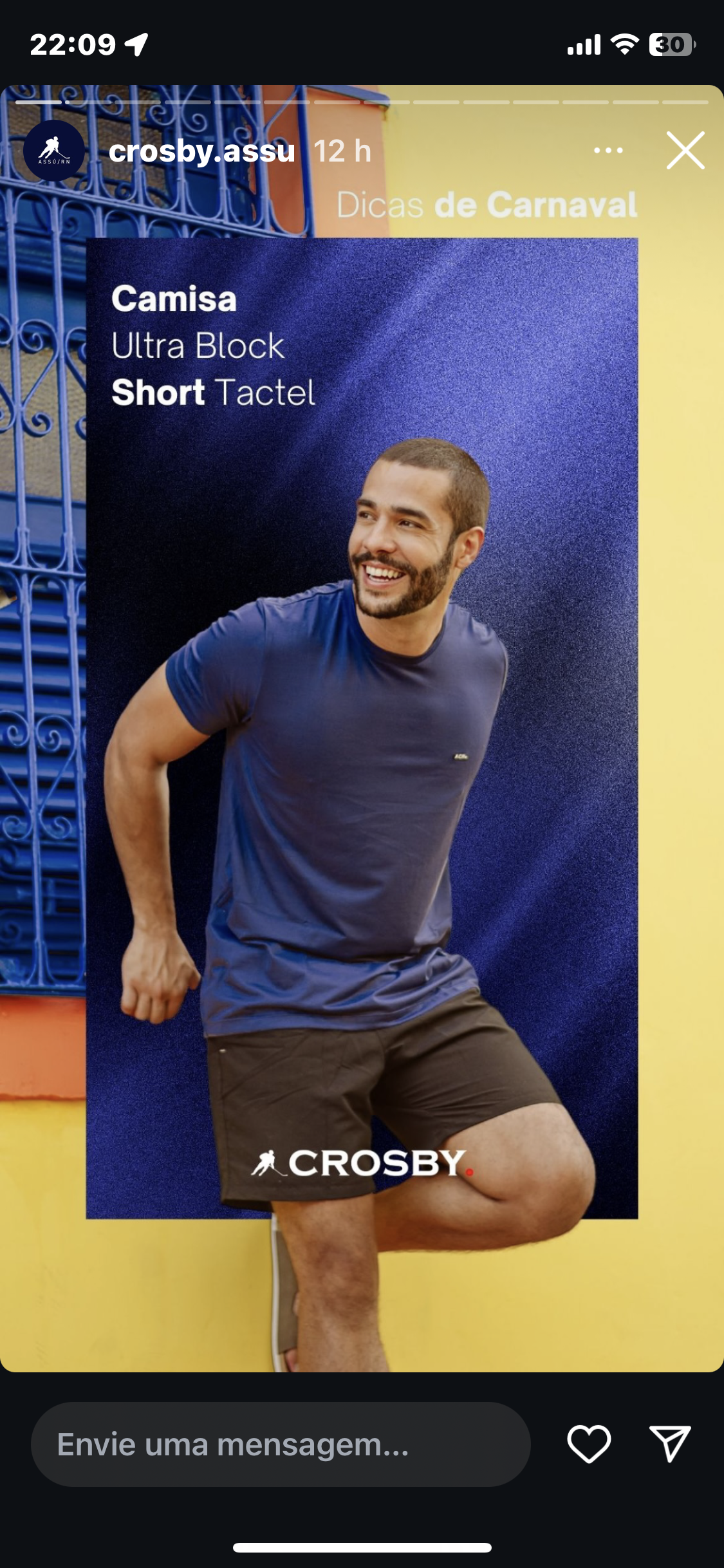 Camiseta Básica Gola Careca Escudo Bordado Masculina Crosby
