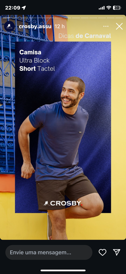 Camiseta Básica Gola Careca Escudo Bordado Masculina Crosby
